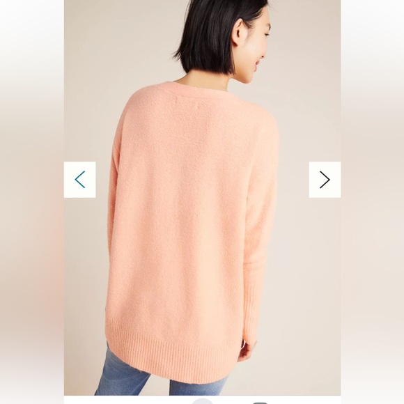 Anthropologie Naomi Peach Merino Wool Blend Long Length Sweater - Picture 3 of 9